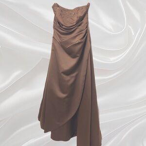 David’s Bridal Elegant Tan Strapless Dress